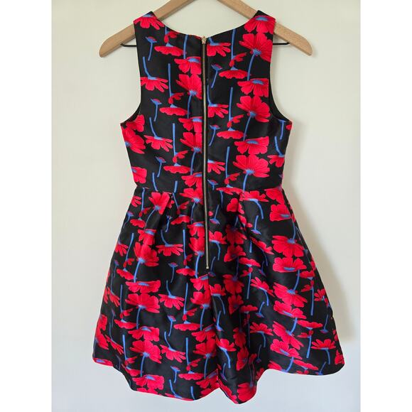 Dao Chloe Dao Black Red Floral Party Dress Size Small Fit & Flare - Picture 2 of 3